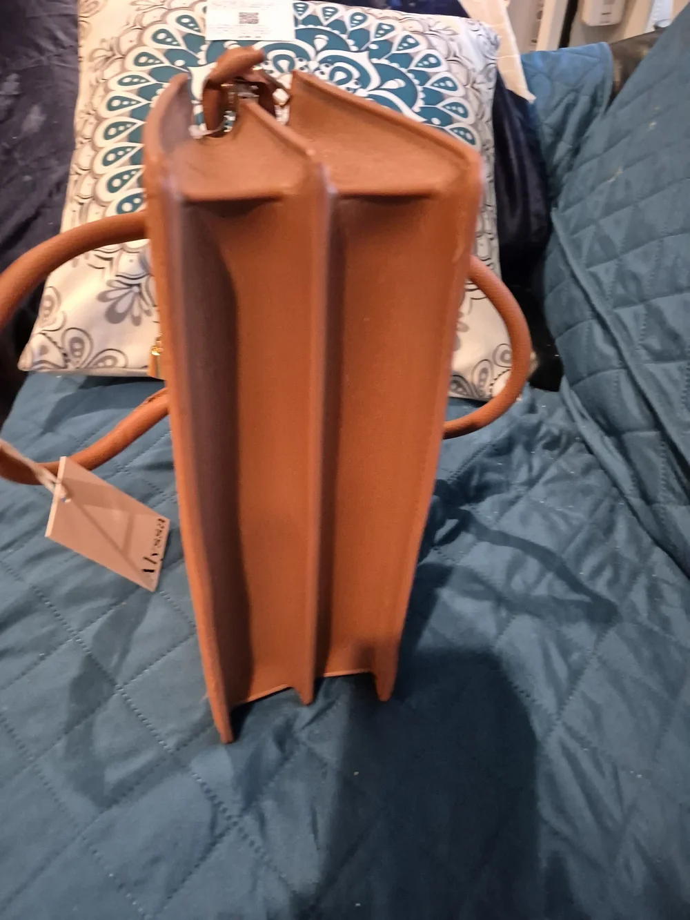 Alyssa Tan Heart-Embossed Structured Satchel - Picture 7 of 9
